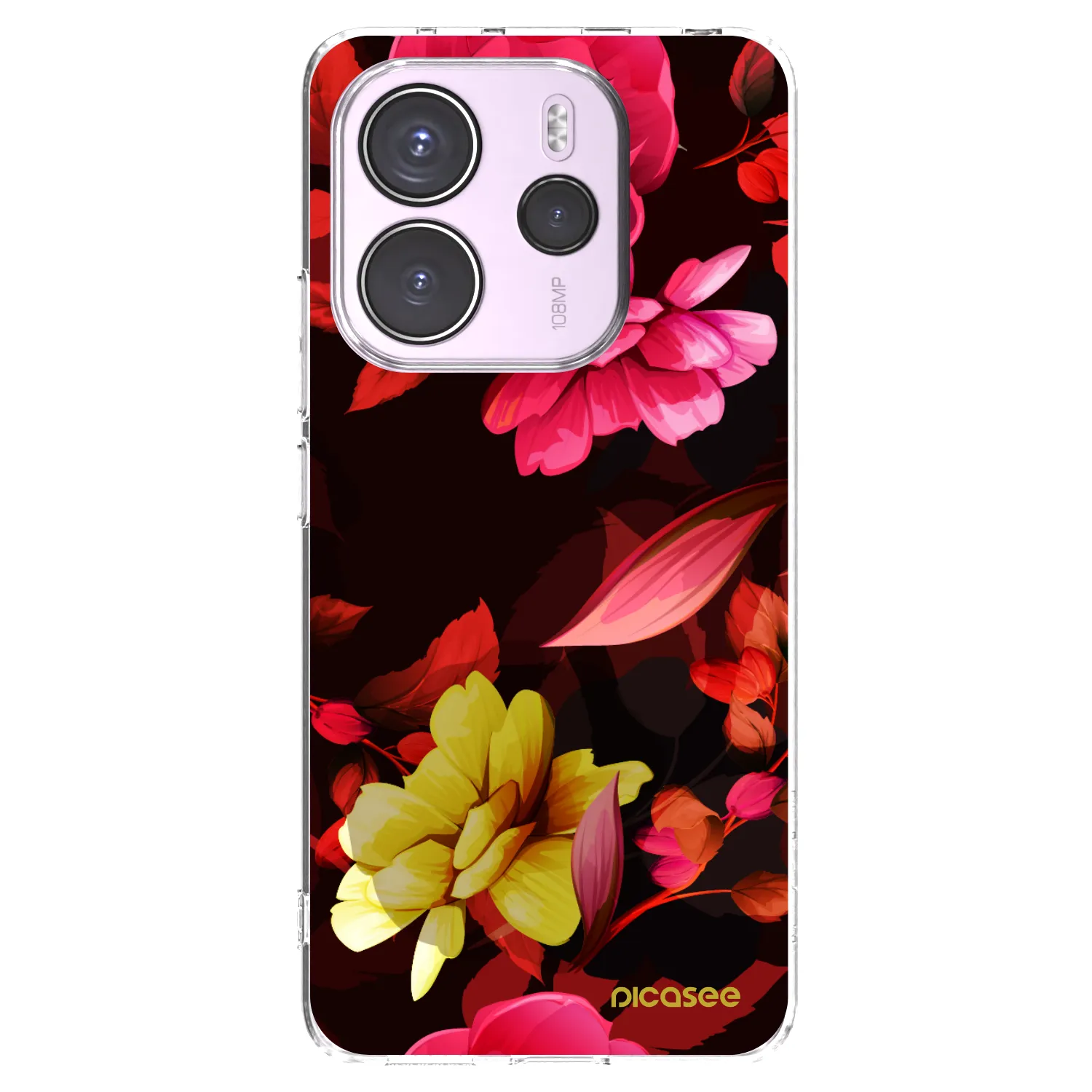 Picasee silikonowe przeźroczyste etui na Xiaomi Redmi Note 14 4G - Dark Peonny