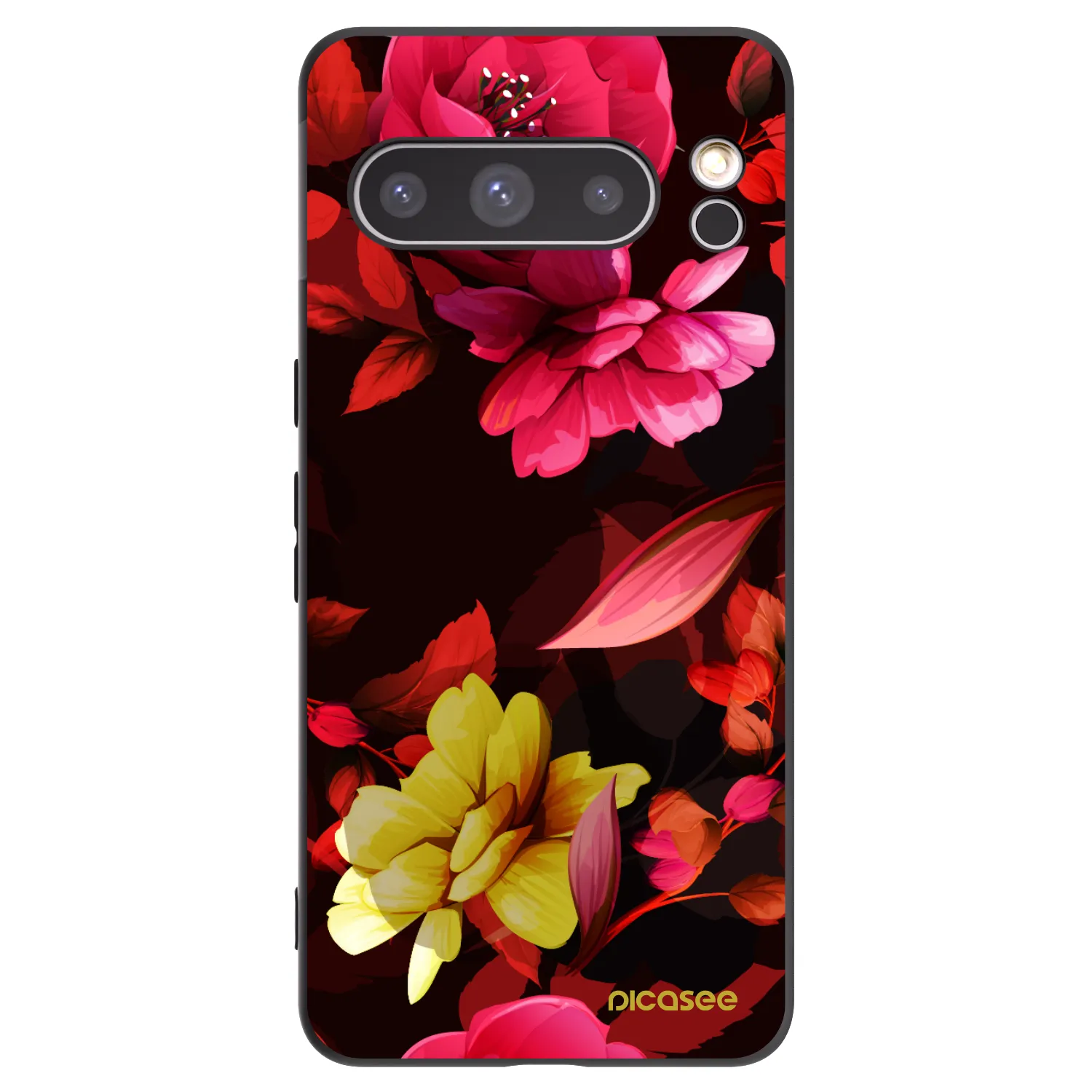 Picasee silikonowe czarne etui na Google Pixel 8 Pro - Dark Peonny