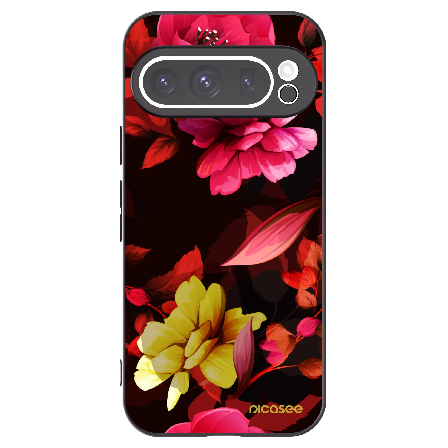 Picasee silikonowe czarne etui na Google Pixel 9 Pro - Dark Peonny