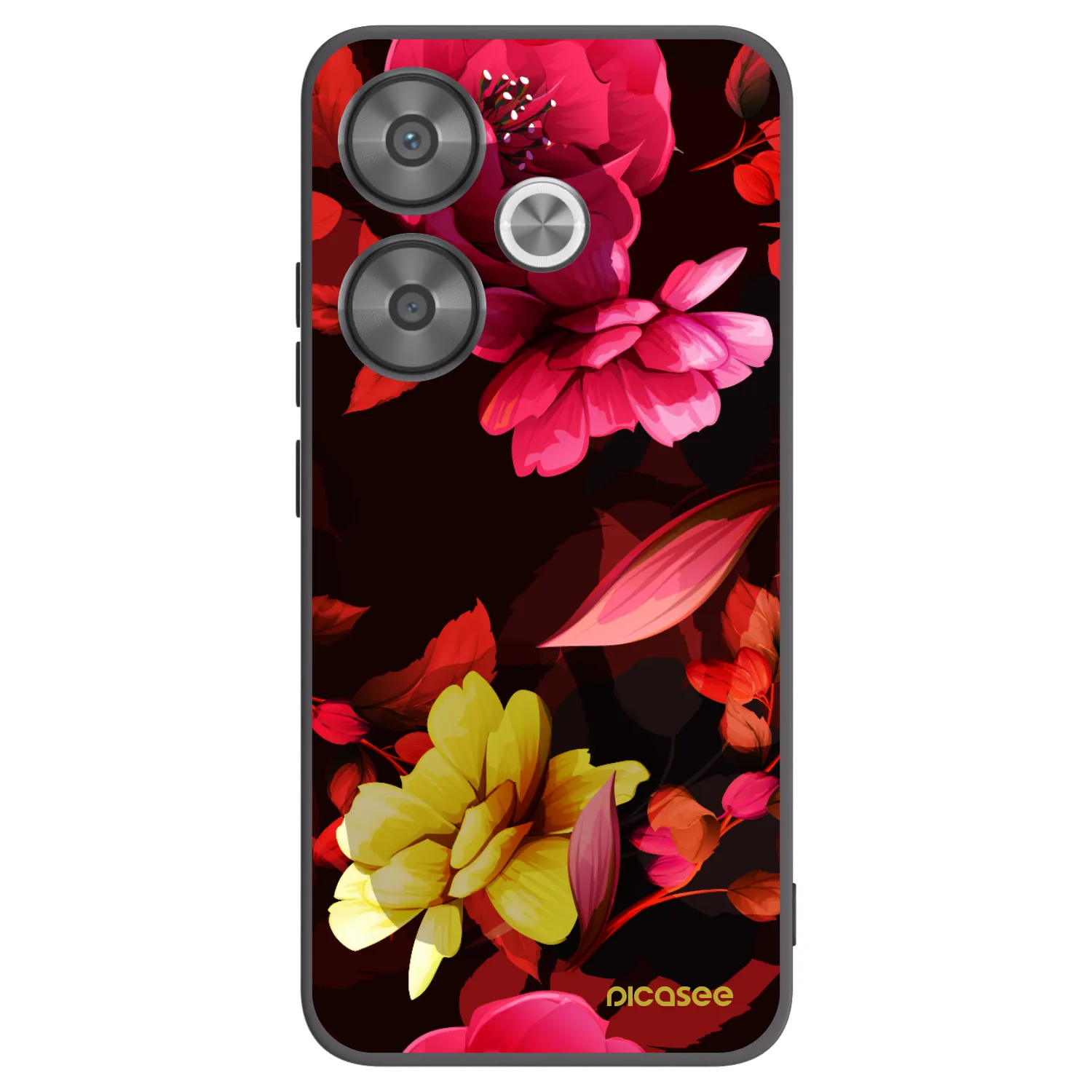 Picasee silikonowe czarne etui na Xiaomi Poco F6 - Dark Peonny