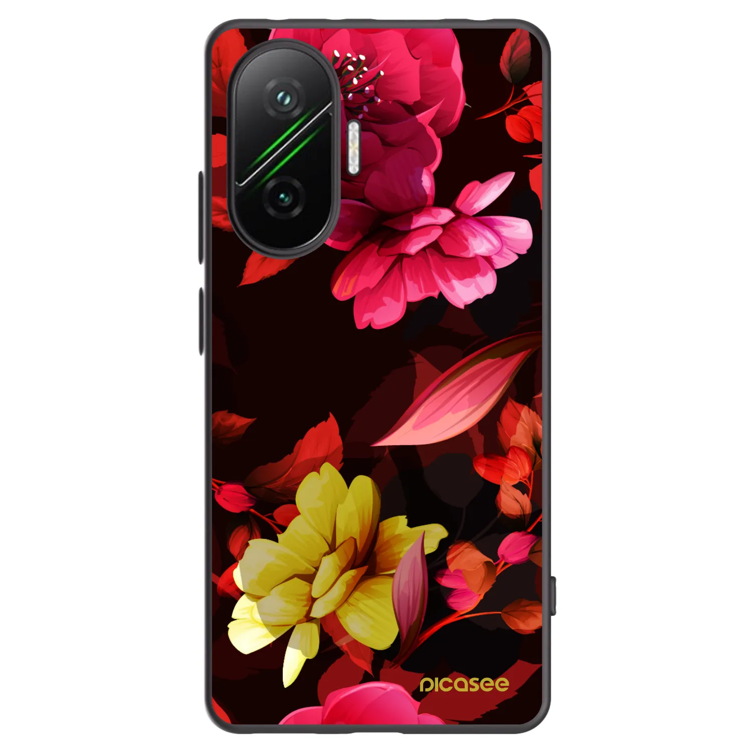 Picasee silikonowe czarne etui na Xiaomi Poco F7 Pro 5G - Dark Peonny