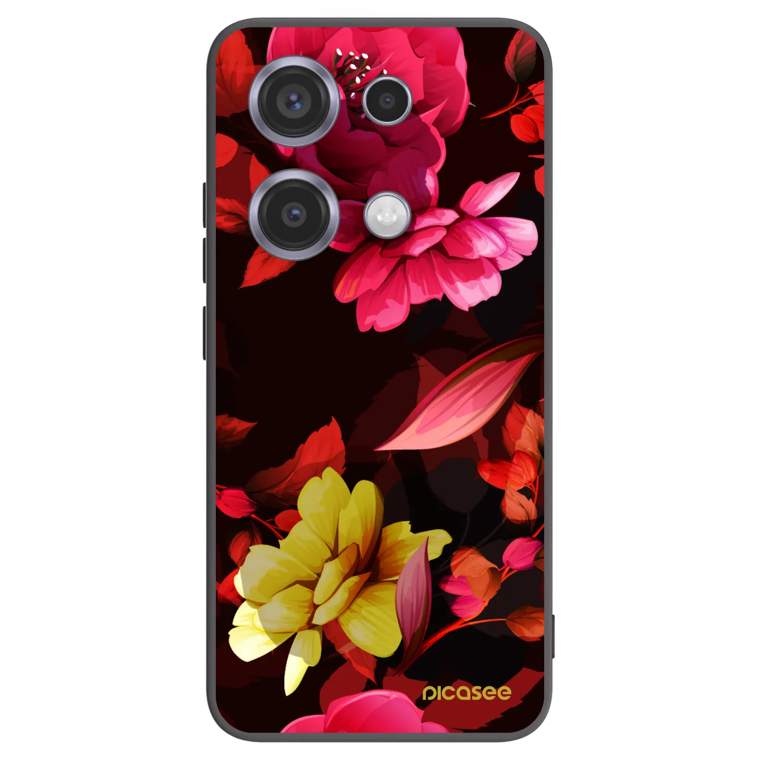 Picasee silikonowe czarne etui na Xiaomi Redmi Note 14S - Dark Peonny
