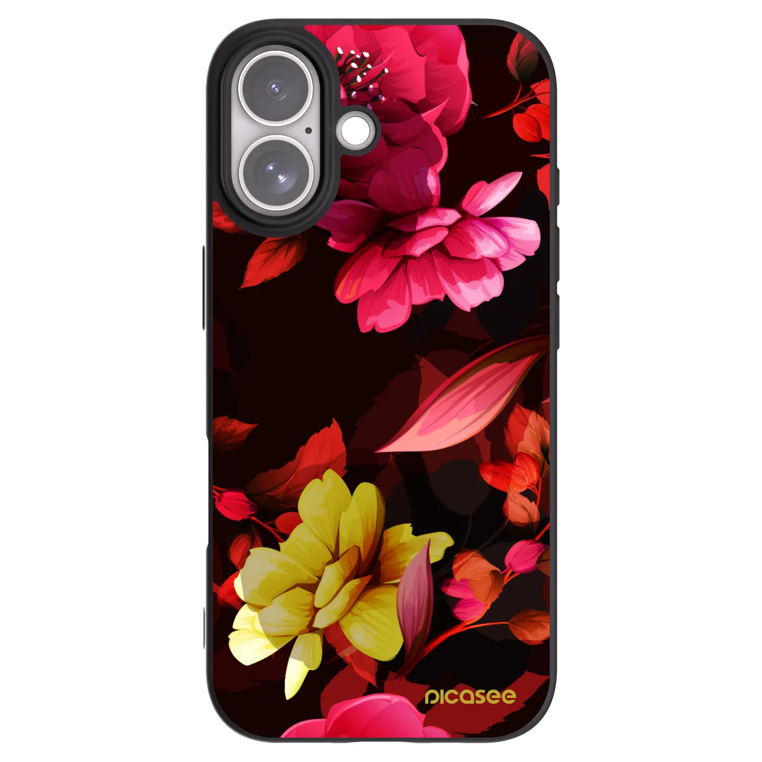 Picasee silikonowe czarne etui na Apple iPhone 17 - Dark Peonny