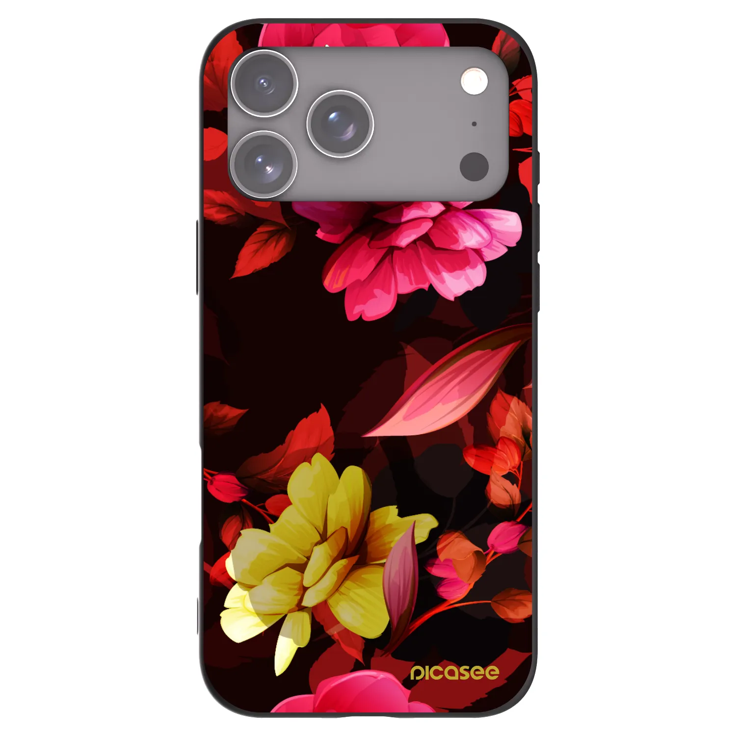 Picasee silikonowe czarne etui na Apple iPhone 17 Pro Max - Dark Peonny