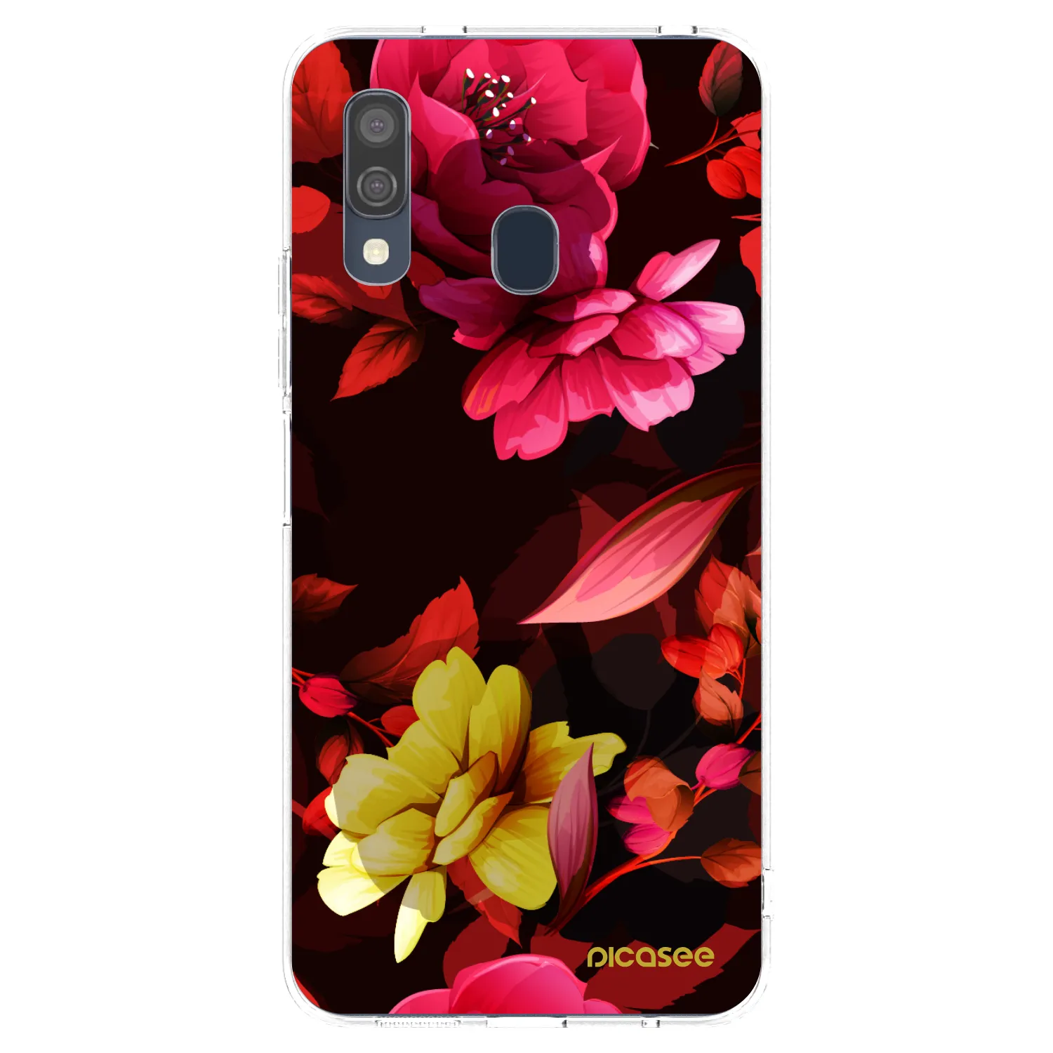 Picasee silikonowe przeźroczyste etui na Samsung Galaxy A40 A405F - Dark Peonny