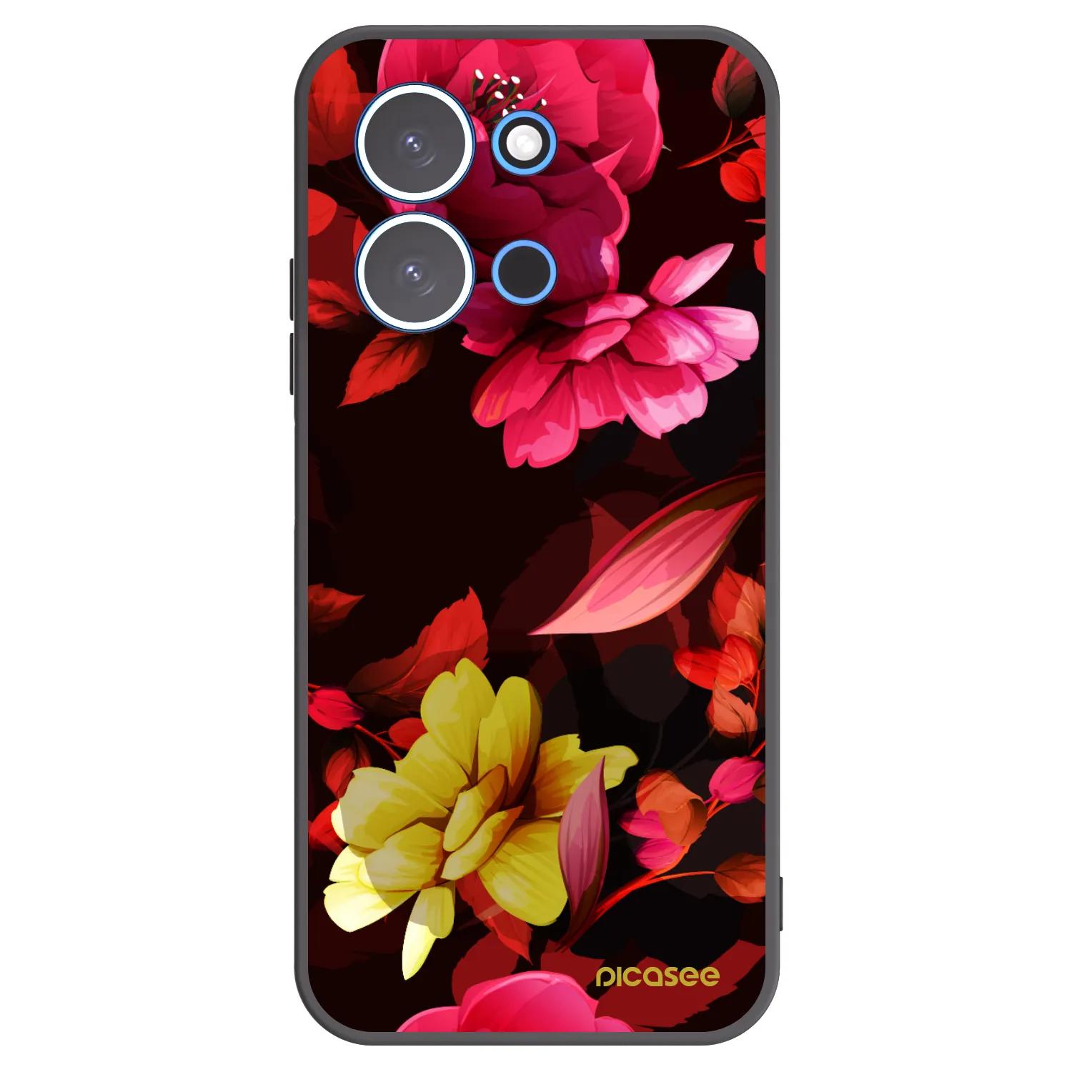 Picasee silikonowe czarne etui na Xiaomi Redmi 15C 4G - Dark Peonny