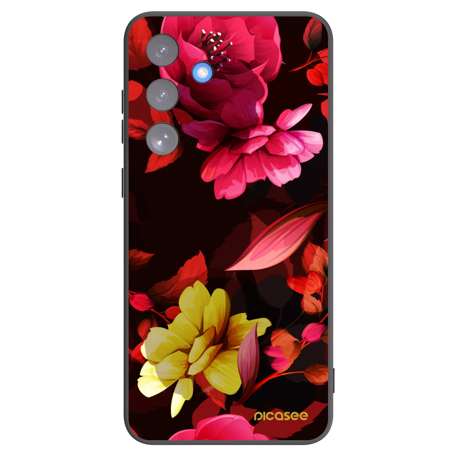 Picasee silikonowe czarne etui na Samsung Galaxy S25 FE 5G - Dark Peonny