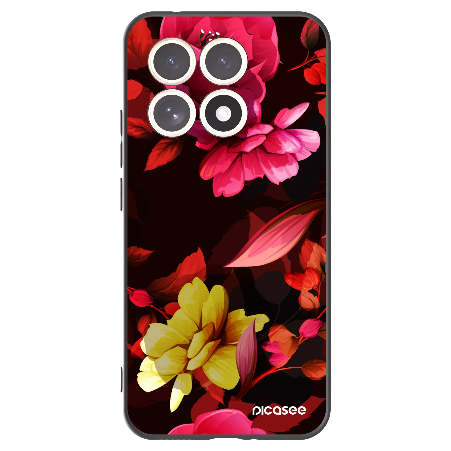 Picasee silikonowe czarne etui na Xiaomi 15T - Dark Peonny