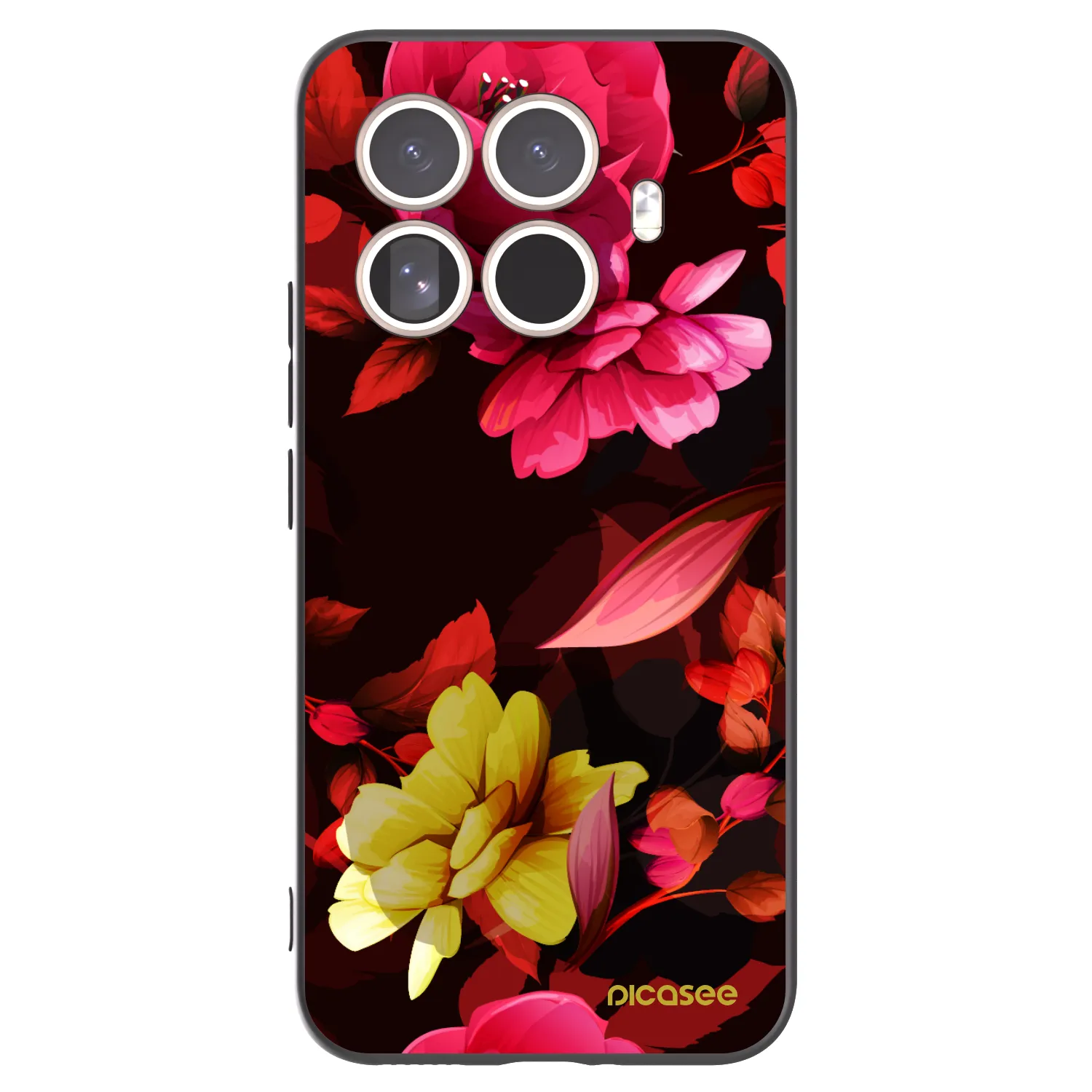 Picasee silikonowe czarne etui na Xiaomi 15T Pro - Dark Peonny