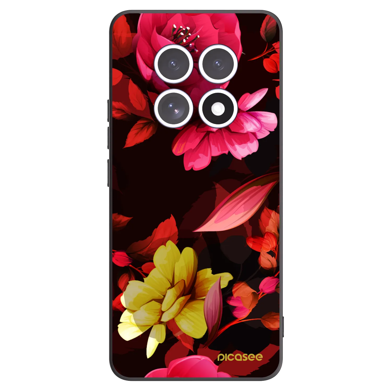Picasee silikonowe czarne etui na Xiaomi Redmi Note 15 4G - Dark Peonny