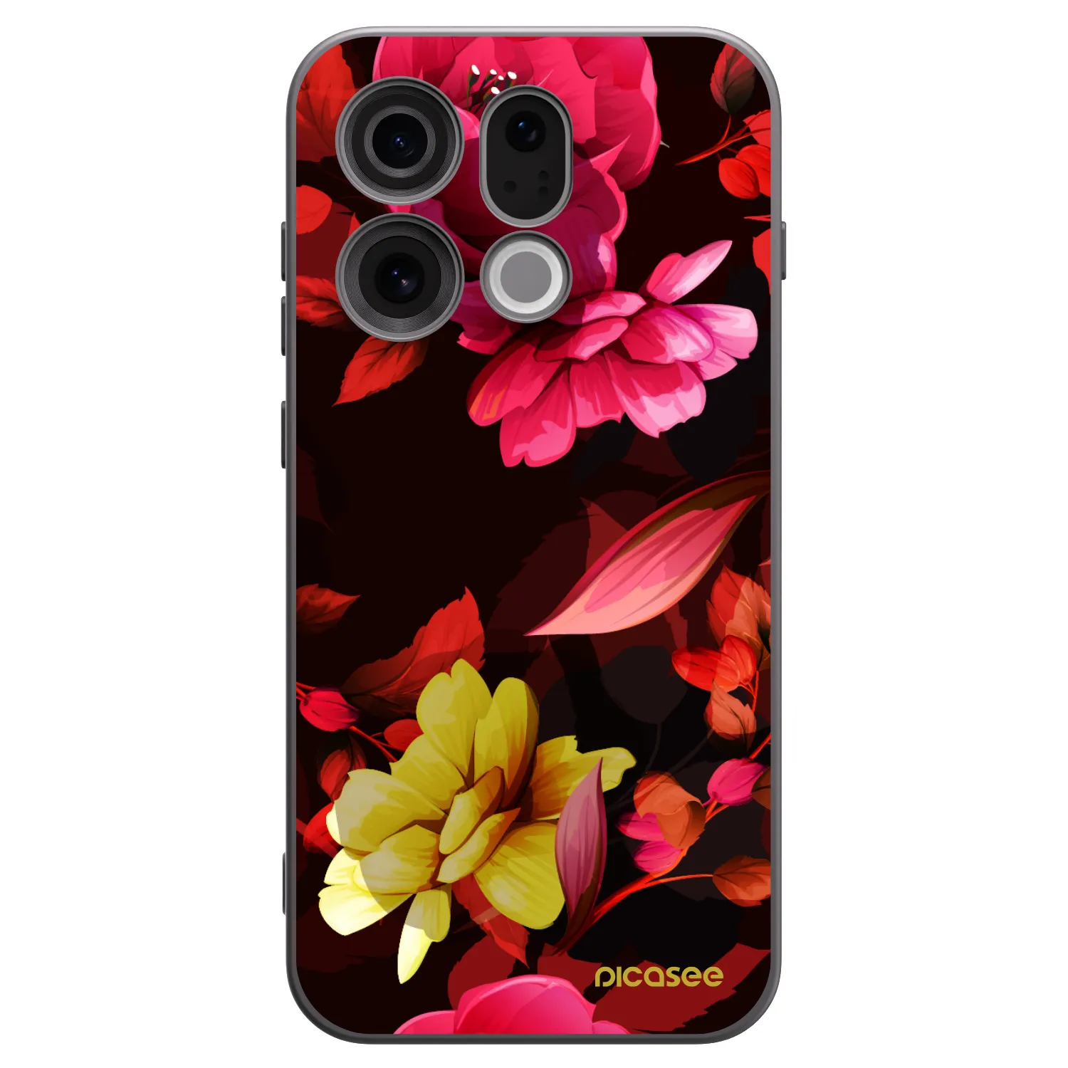 Picasee silikonowe czarne etui na OPPO Find X9 - Dark Peonny