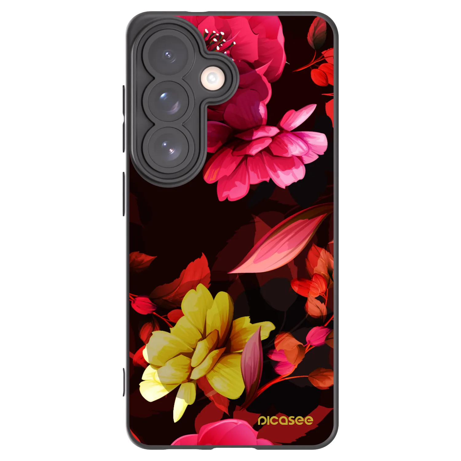 Picasee silikonowe czarne etui na Samsung Galaxy S26 - Dark Peonny