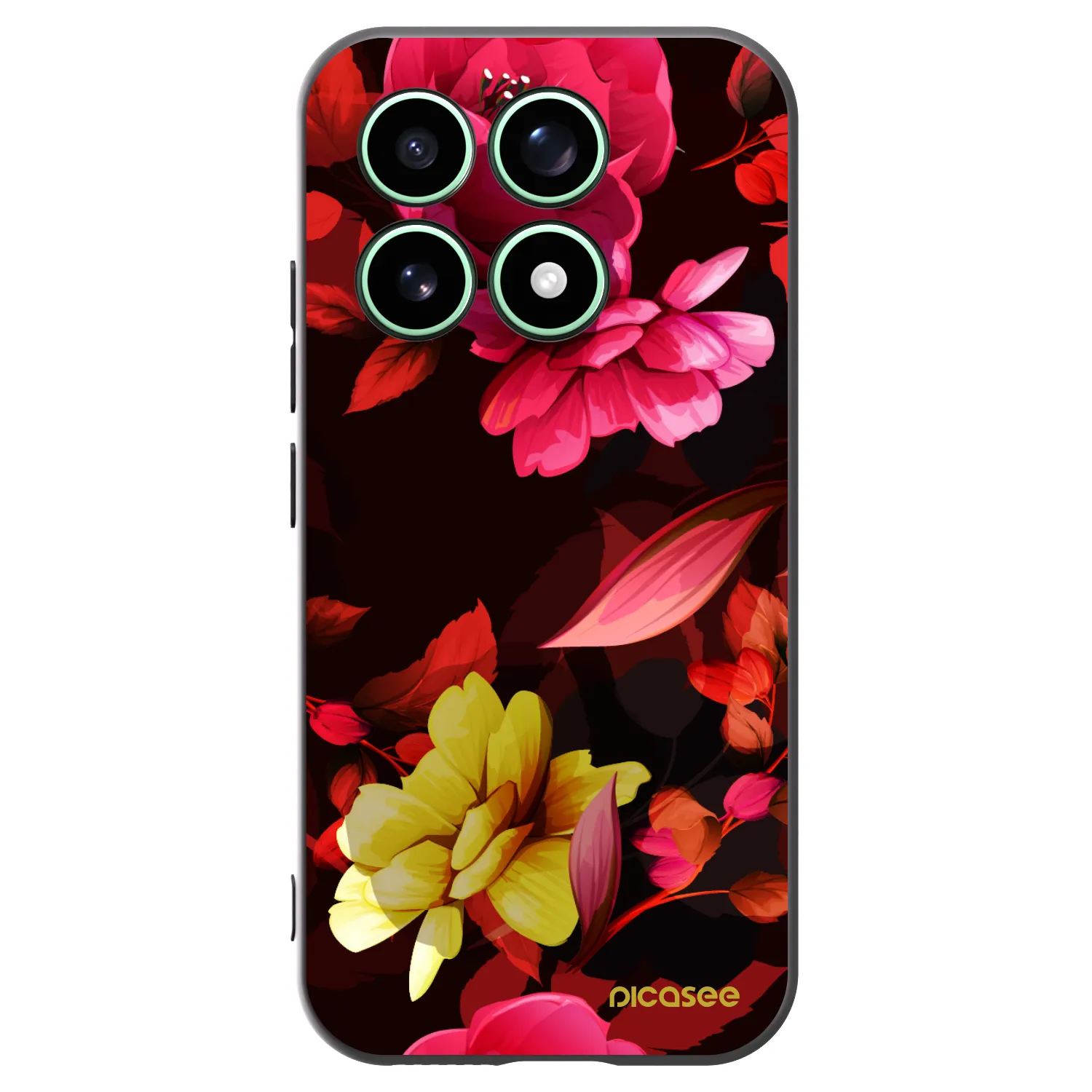 Picasee silikonowe czarne etui na Xiaomi 17 - Dark Peonny