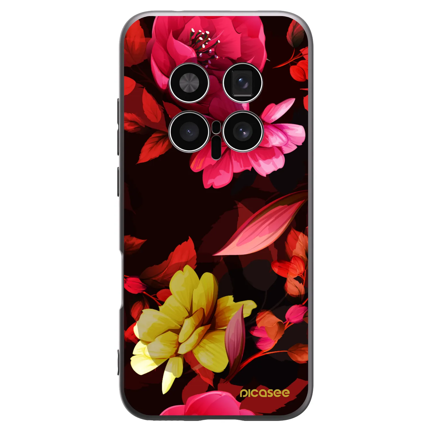 Picasee silikonowe czarne etui na Honor Magic8 Pro 5G - Dark Peonny