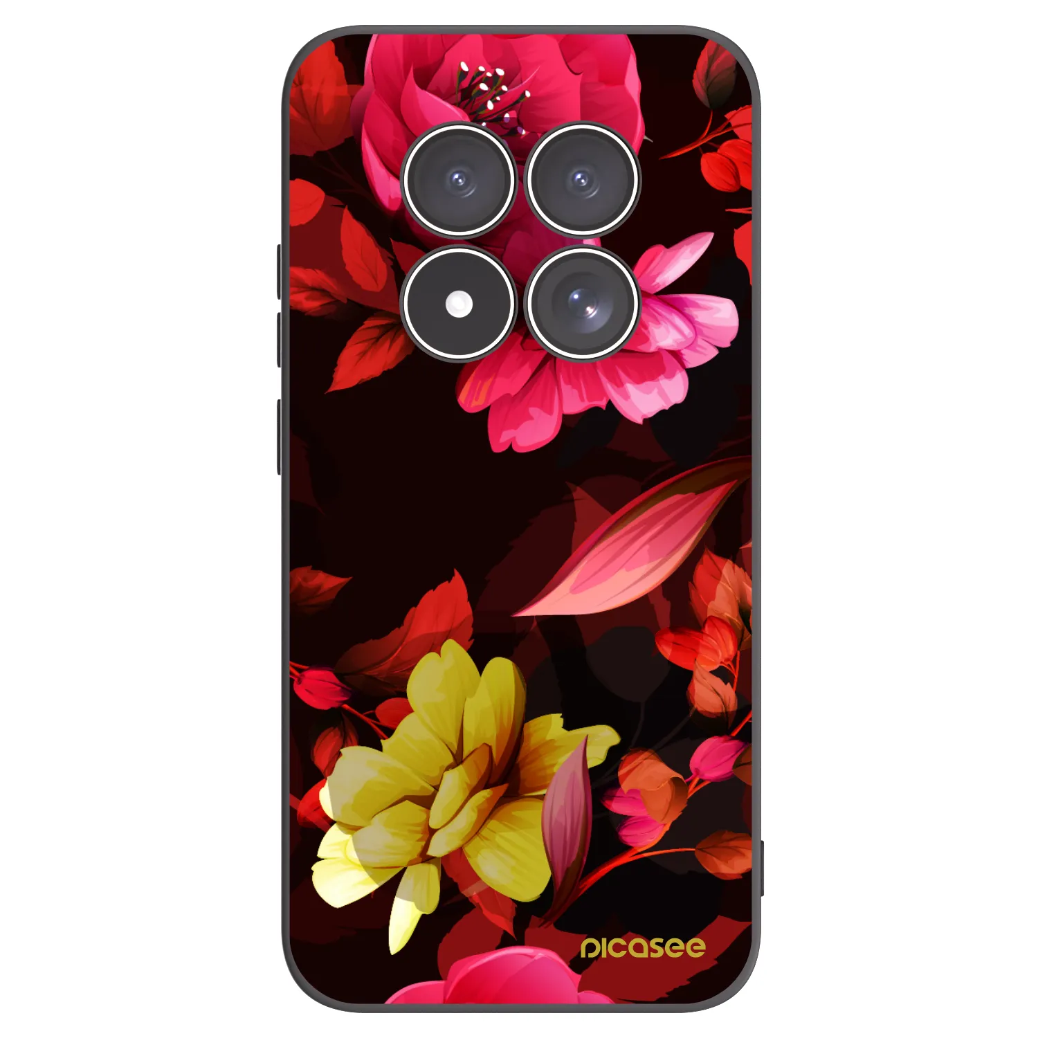 Picasee silikonowe czarne etui na Xiaomi Redmi Note 15 Pro 5G - Dark Peonny