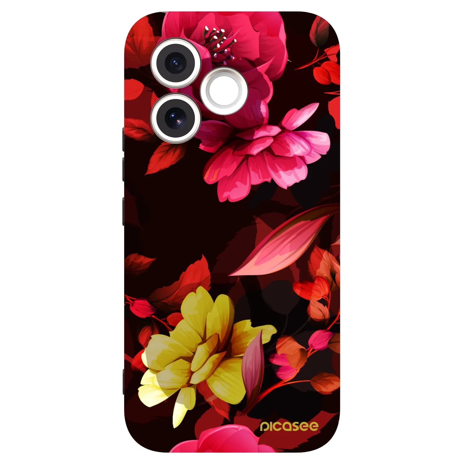 Picasee silikonowe czarne etui na Honor 600 Lite - Dark Peonny