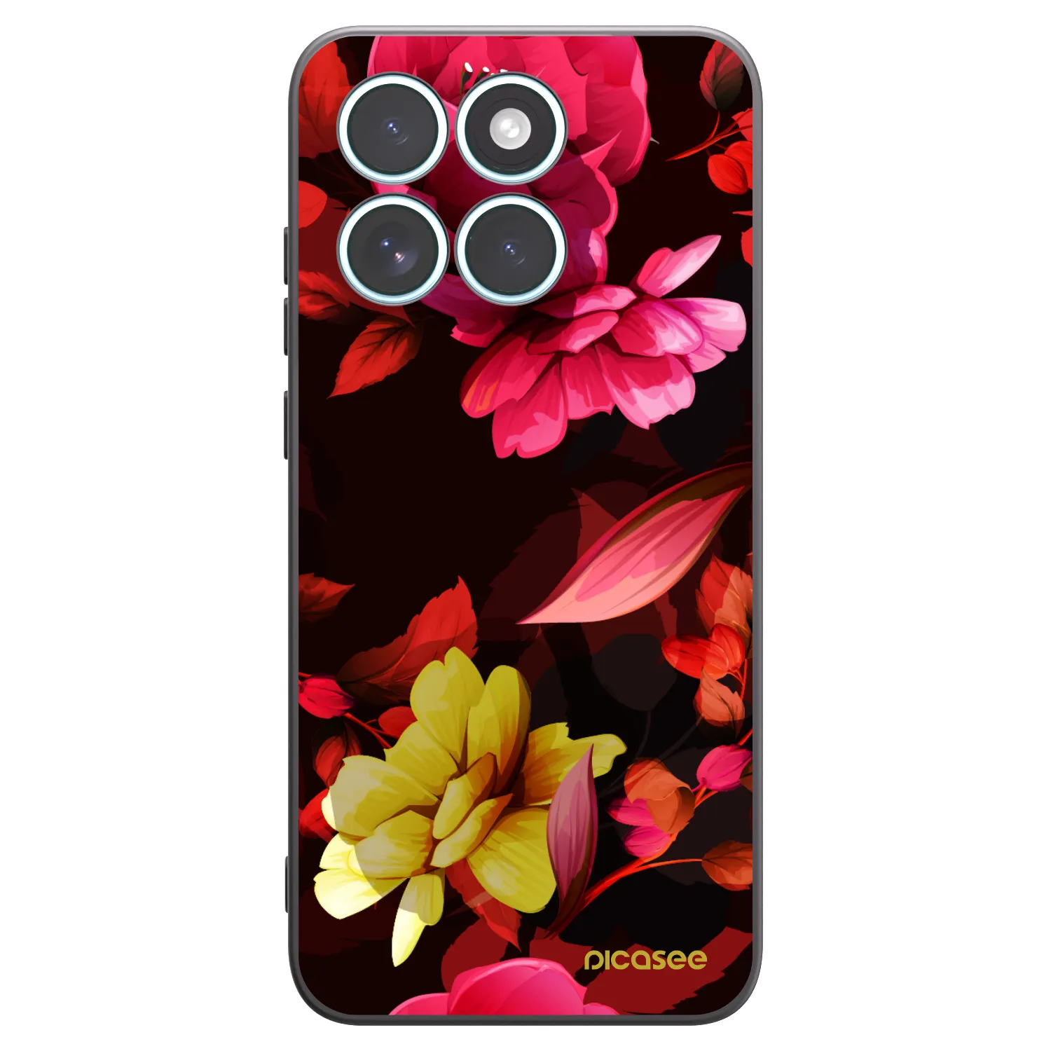 Picasee silikonowe czarne etui na Motorola Edge 70 Fusion - Dark Peonny