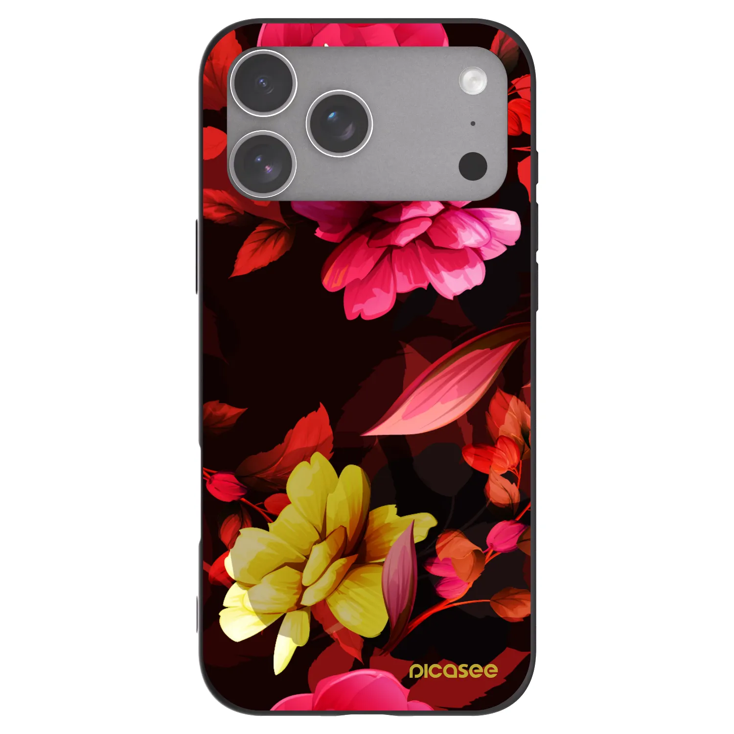 Picasee silikonowe czarne etui na Apple iPhone 18 Pro Max - Dark Peonny