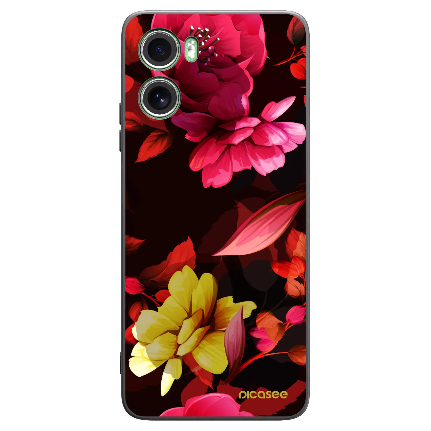 Picasee silikonowe czarne etui na Motorola Moto G06 - Dark Peonny