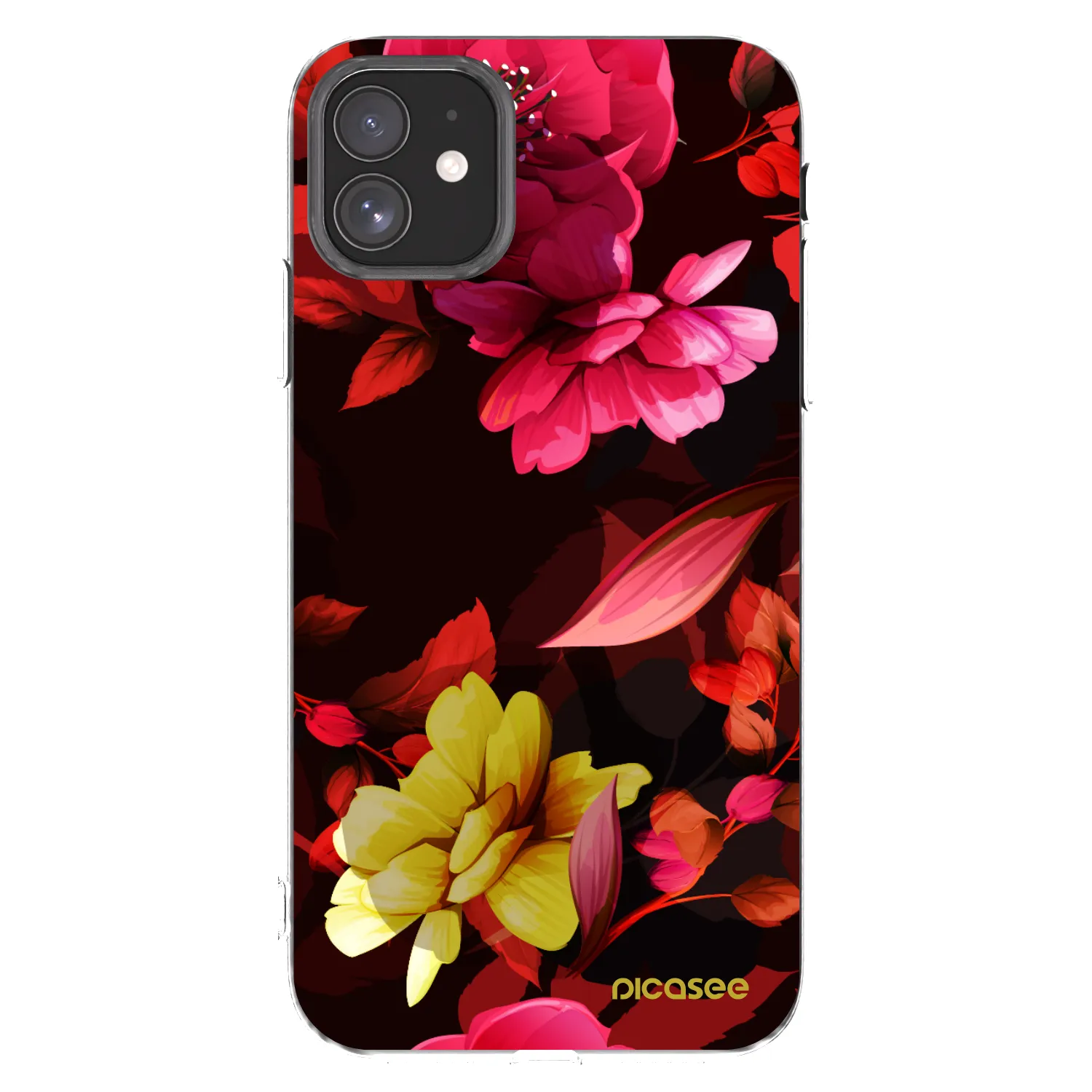 Picasee silikonowe przeźroczyste etui na Apple iPhone 11 - Dark Peonny