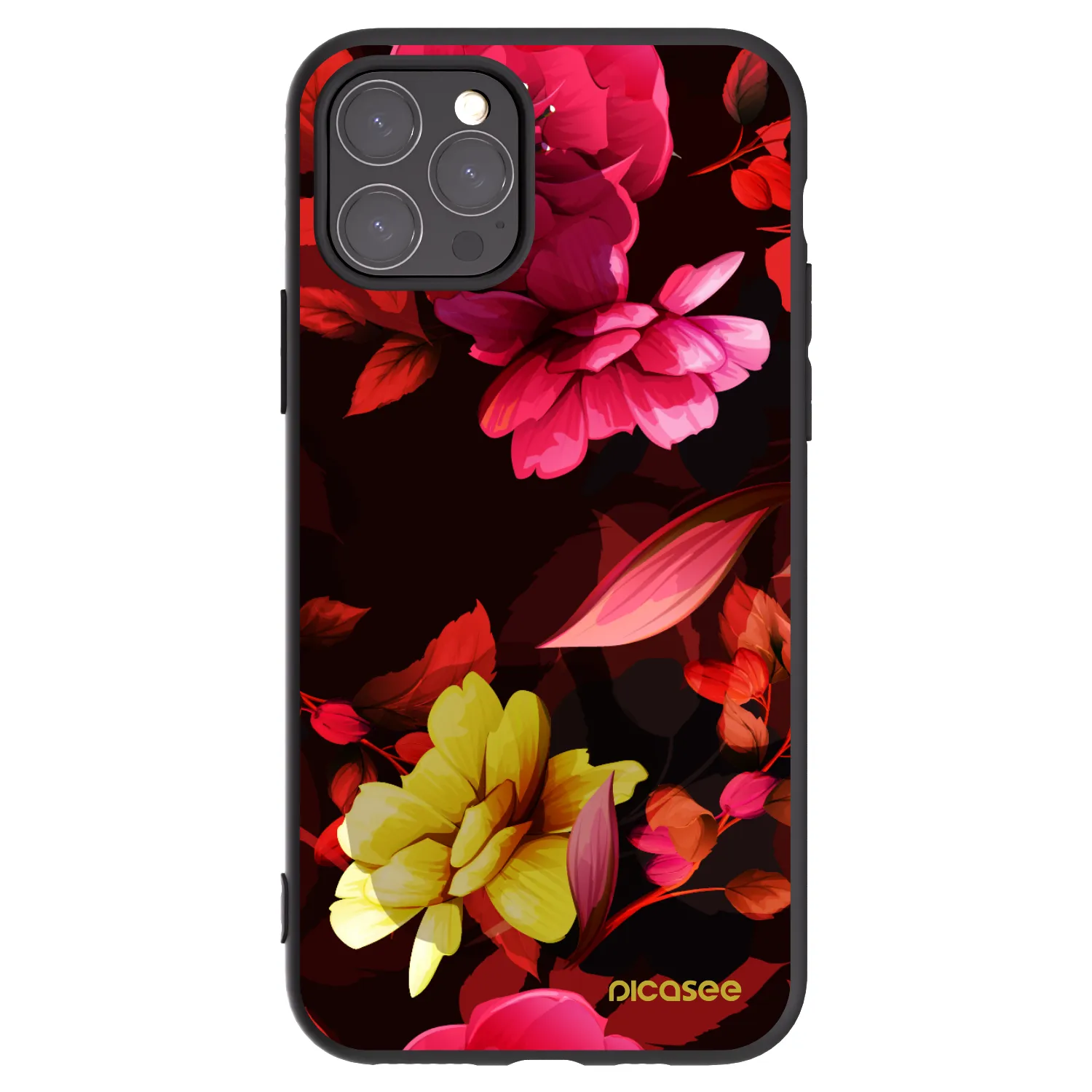 Picasee silikonowe czarne etui na Apple iPhone 11 Pro - Dark Peonny