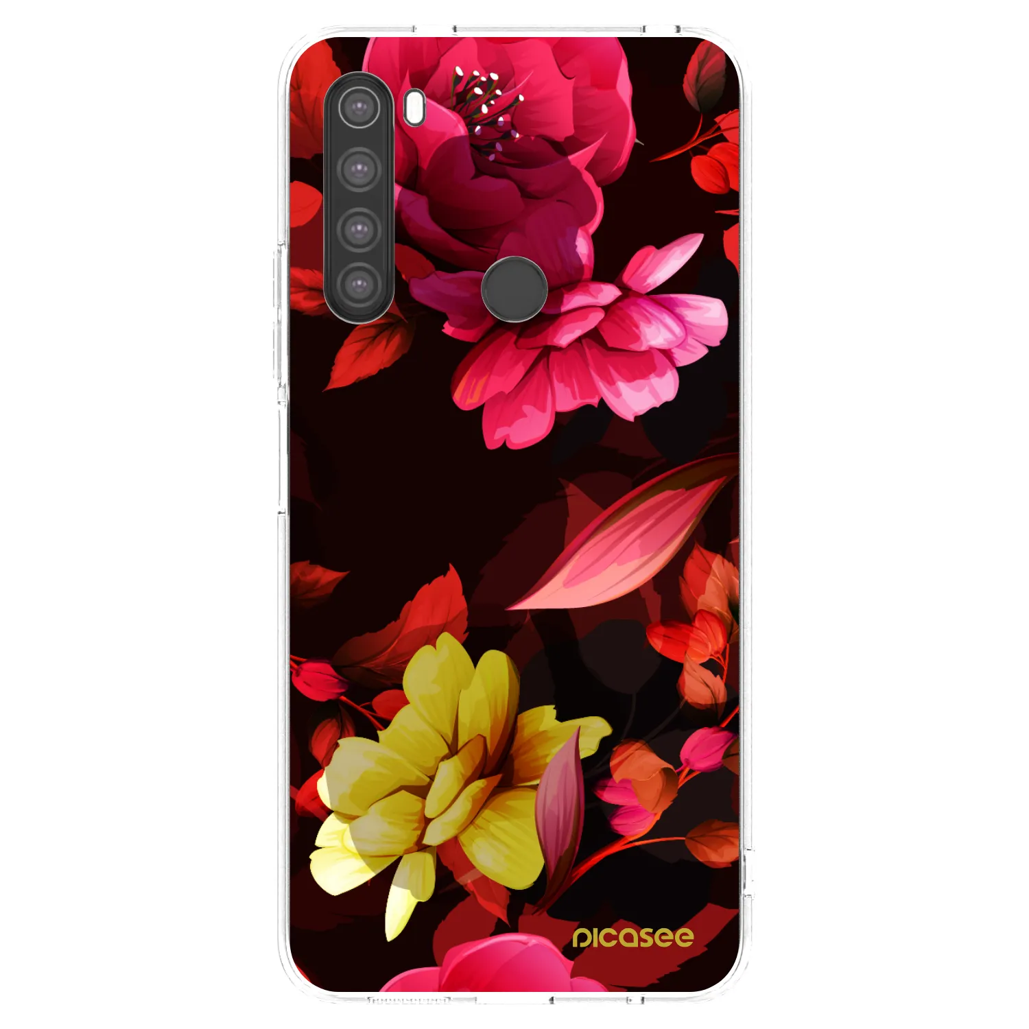 Picasee silikonowe przeźroczyste etui na Xiaomi Redmi Note 8 - Dark Peonny