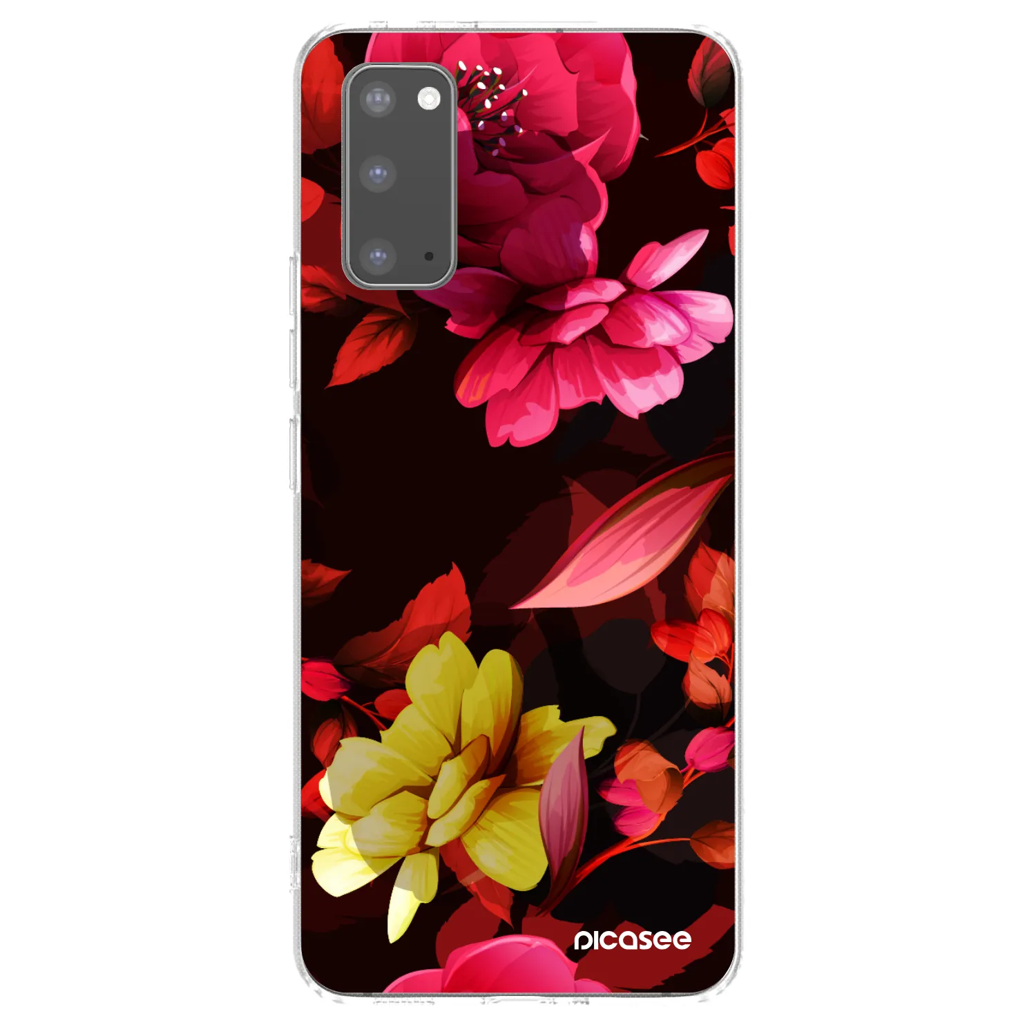Picasee silikonowe przeźroczyste etui na Samsung Galaxy S20 G980F - Dark Peonny