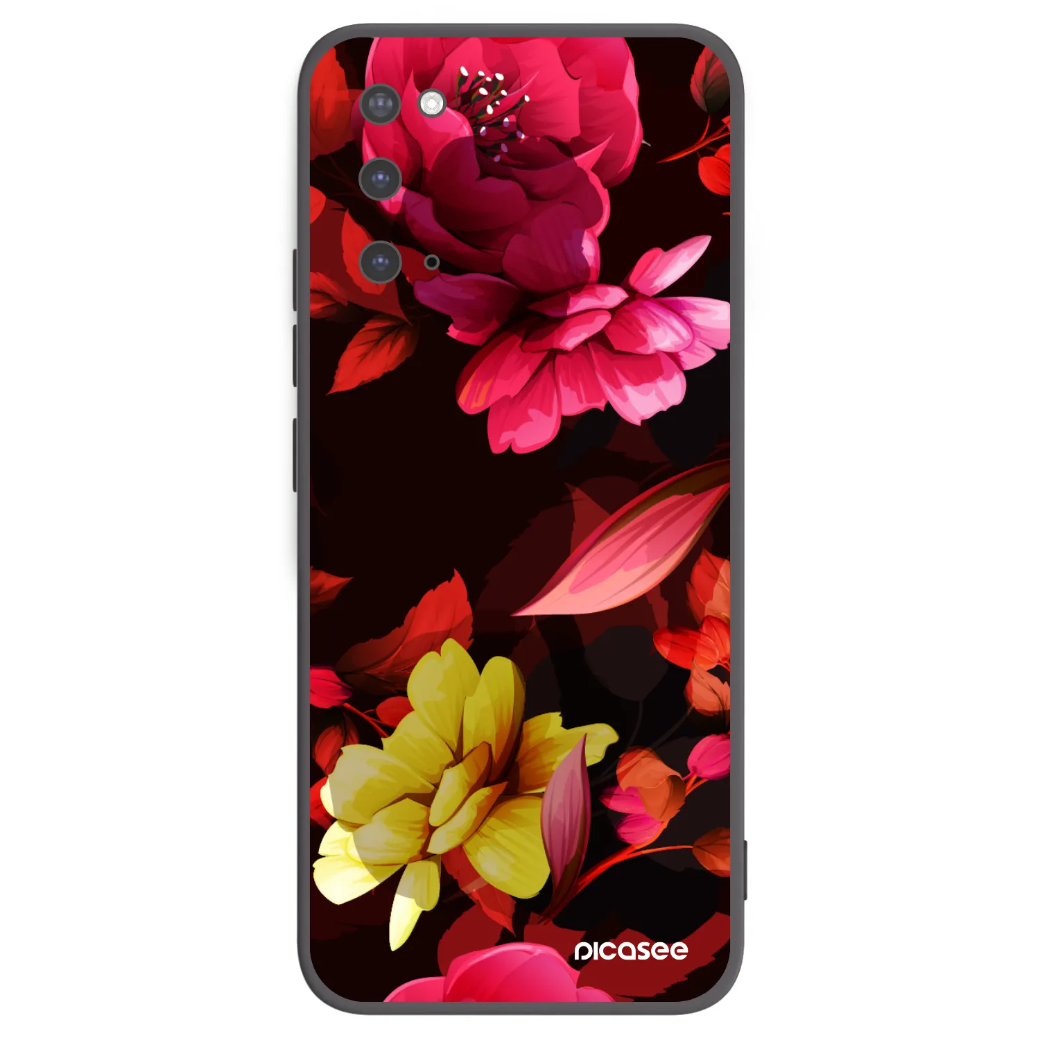 Picasee silikonowe czarne etui na Samsung Galaxy S20 G980F - Dark Peonny