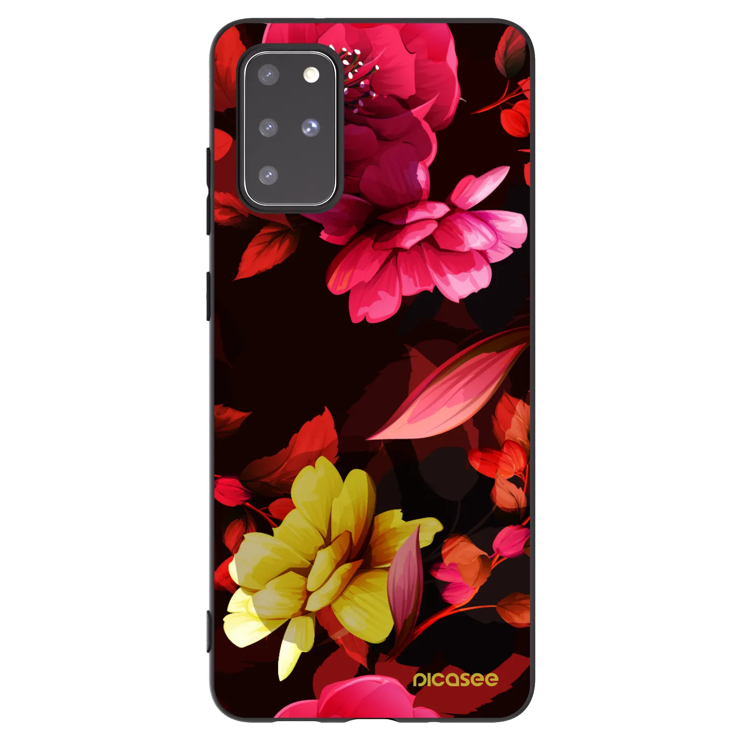 Picasee silikonowe czarne etui na Samsung Galaxy S20+ G985F - Dark Peonny