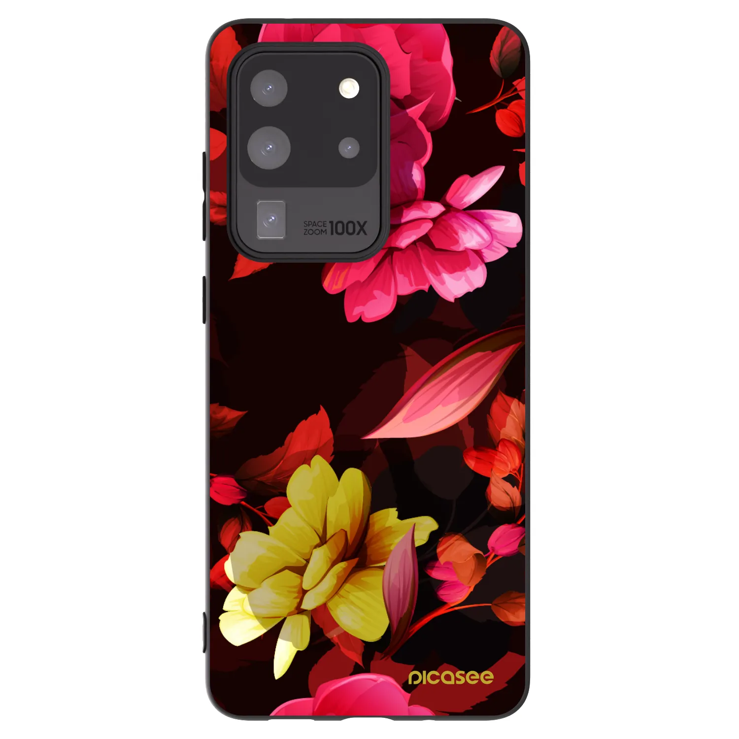 Picasee silikonowe czarne etui na Samsung Galaxy S20 Ultra 5G G988F - Dark Peonny