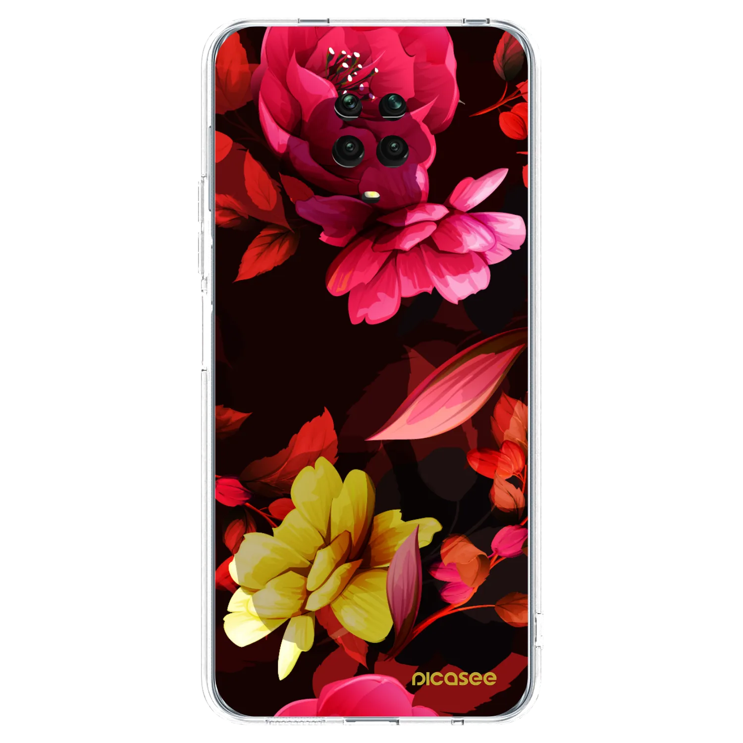 Picasee silikonowe przeźroczyste etui na Xiaomi Redmi Note 9 Pro - Dark Peonny