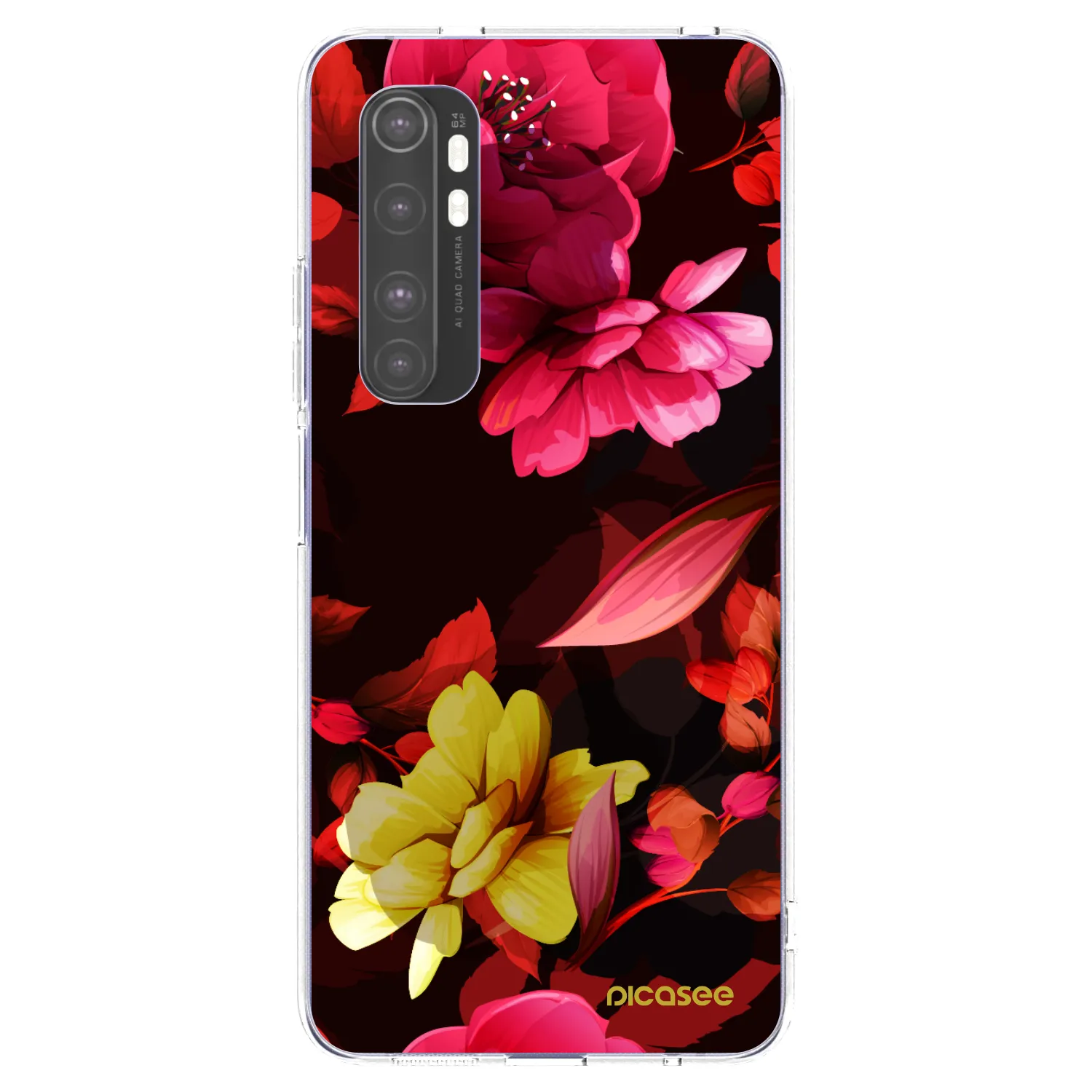 Picasee silikonowe przeźroczyste etui na Xiaomi Mi Note 10 Lite - Dark Peonny