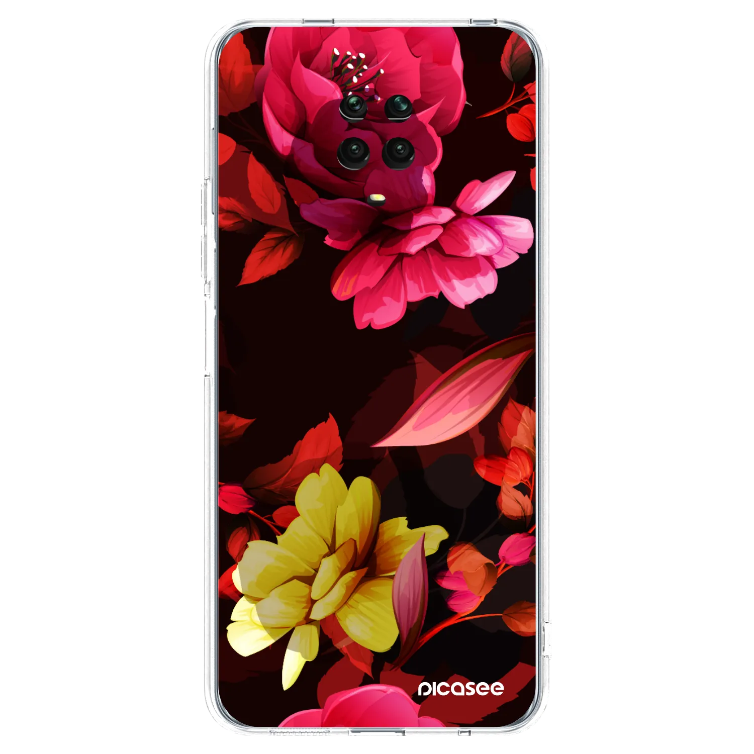 Picasee silikonowe przeźroczyste etui na Xiaomi Redmi Note 9S - Dark Peonny