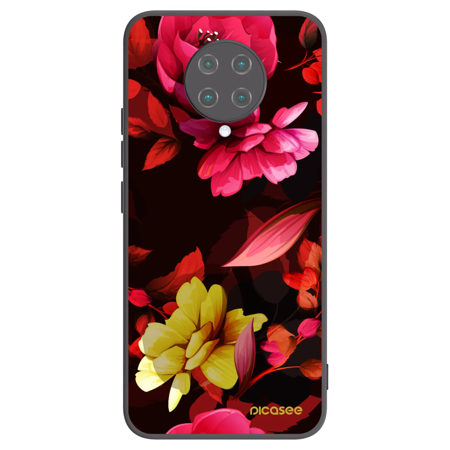 Picasee silikonowe czarne etui na Xiaomi Poco F2 Pro - Dark Peonny