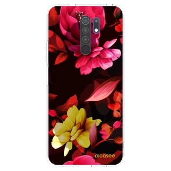 Picasee silikonowe przeźroczyste etui na Xiaomi Redmi 9 - Dark Peonny