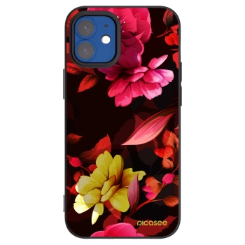 Picasee silikonowe czarne etui na Apple iPhone 12 mini - Dark Peonny