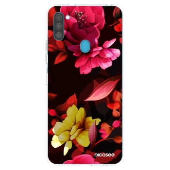 Picasee silikonowe przeźroczyste etui na Samsung Galaxy M11 - Dark Peonny