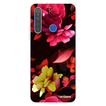 Picasee silikonowe przeźroczyste etui na Realme 5 - Dark Peonny