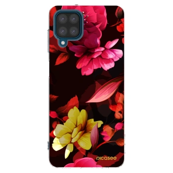 Picasee silikonowe przeźroczyste etui na Samsung Galaxy A12 A125F - Dark Peonny