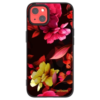 Picasee silikonowe czarne etui na Apple iPhone 13 - Dark Peonny