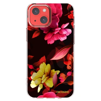 Picasee silikonowe przeźroczyste etui na Apple iPhone 13 mini - Dark Peonny