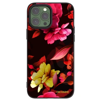 Picasee silikonowe czarne etui na Apple iPhone 13 Pro Max - Dark Peonny