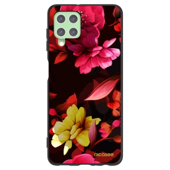 Picasee silikonowe czarne etui na Samsung Galaxy A22 A225F 4G - Dark Peonny