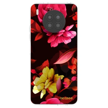 Picasee silikonowe przeźroczyste etui na Huawei Nova 8i - Dark Peonny
