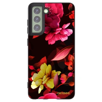 Picasee silikonowe czarne etui na Samsung Galaxy S21 FE 5G - Dark Peonny