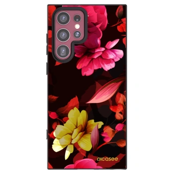 Picasee silikonowe czarne etui na Samsung Galaxy S22 Ultra 5G - Dark Peonny