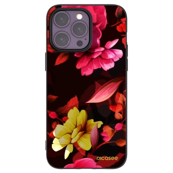 Picasee silikonowe czarne etui na Apple iPhone 14 Pro Max - Dark Peonny