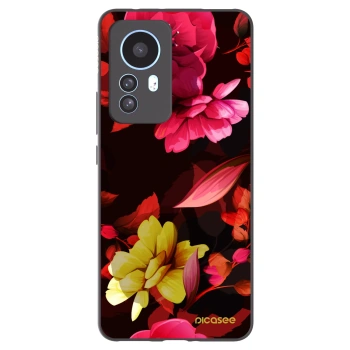 Picasee silikonowe czarne etui na Xiaomi 12T Pro - Dark Peonny