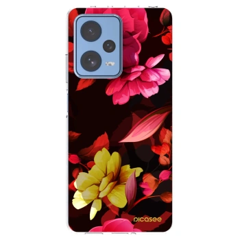 Picasee silikonowe przeźroczyste etui na Xiaomi Redmi Note 12 Pro 5G - Dark Peonny