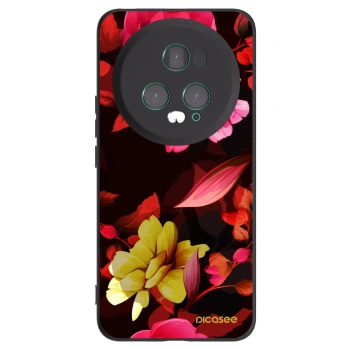 Picasee silikonowe czarne etui na Honor Magic5 Pro - Dark Peonny